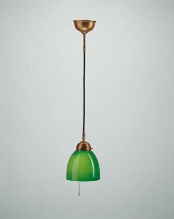 Hängelampe Berliner Messing Glas Grün Schalter Ø15 cm