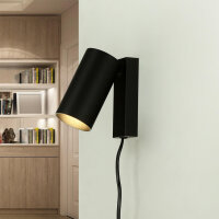 Petite lampe spot avec interrupteur Câble noir GU10
