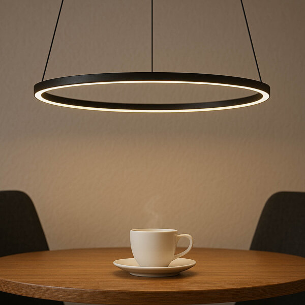 Suspension LED métal anneau Ø 45 cm noir 4000 K 600 lm