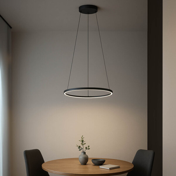 Suspension LED métal anneau Ø 45 cm noir 4000 K 600 lm
