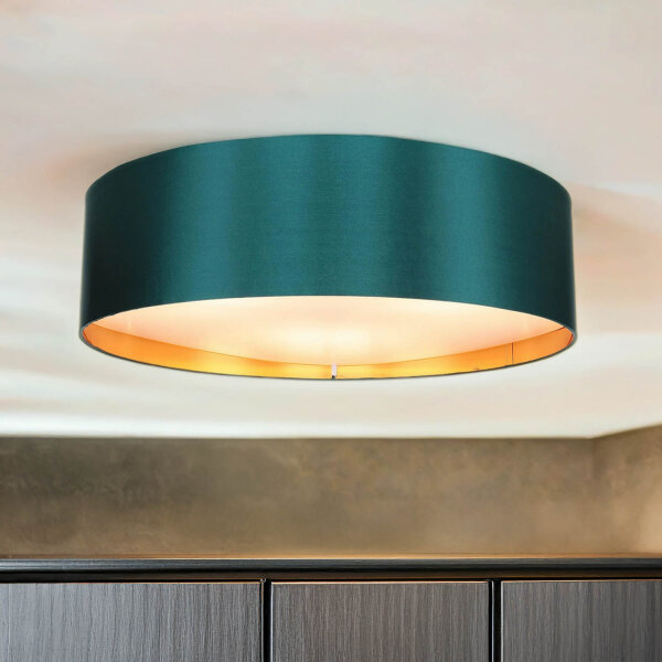 Deckenlampe 4-flammig Grün Gold Stoff dekorativ
