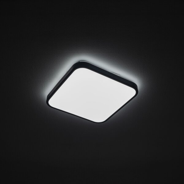 Lampe de plafonnier ronde LED noir métal 1200 lm Ø33,5 cm