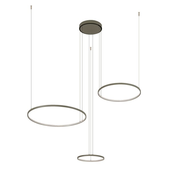 LED Pendelleuchte Aluminium Seidenolive 45 W 3-flammig