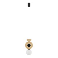 Natürliche Pendelleuchte Glas Kugel Holz G9...