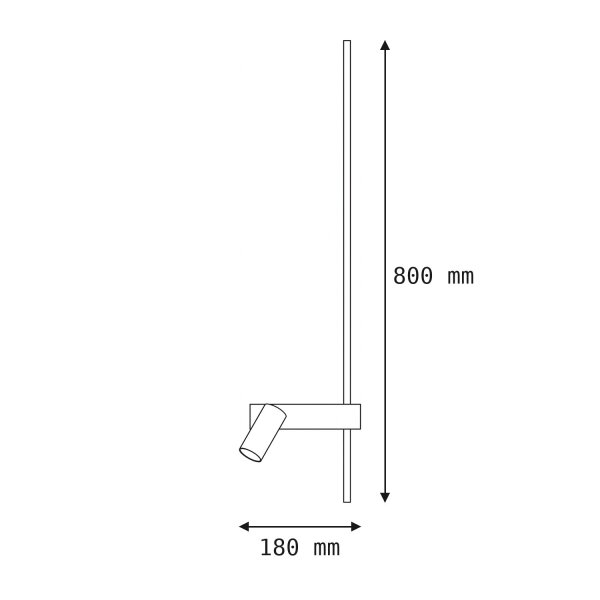 Applique LED noire aluminium GU10 H:80 cm indirecte