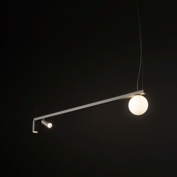 Grande lampe à suspendre aluminium verre 107 cm GU10 G9 blanc
