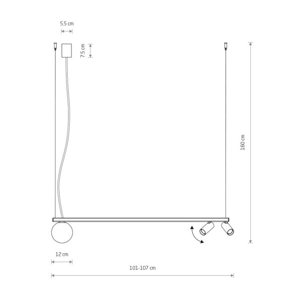 Grande lampe à suspendre aluminium verre 107 cm GU10 G9 blanc