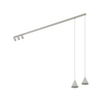 Suspension mobile métal gris soie GU10 160 cm