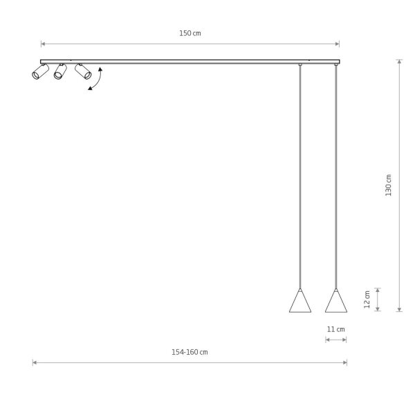 Verstellbare Pendelleuchte Metall Weiß GU10 160 cm lang