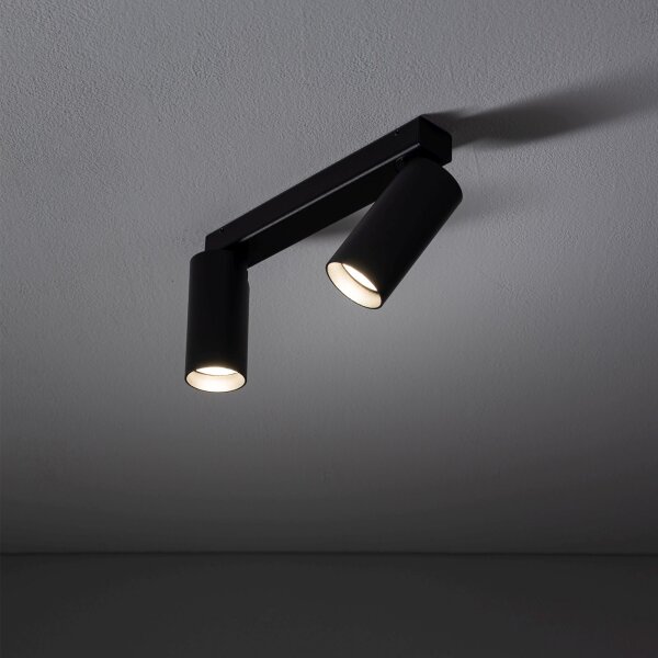 Deckenspot 2-flammig verstellbar Aluminium Schwarz GU10