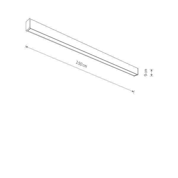 LED Deckenleuchte Schwarz Aluminium 3000 lm L:150 cm