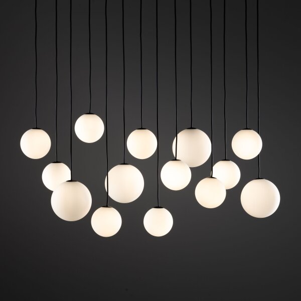 Grande lampe suspendue verre métal noir blanc G9 14-flmg