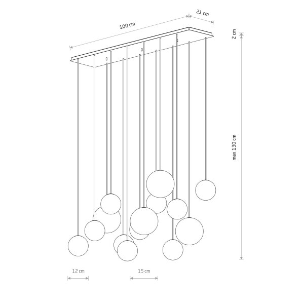 Grande lampe suspendue verre métal noir blanc G9 14-flmg