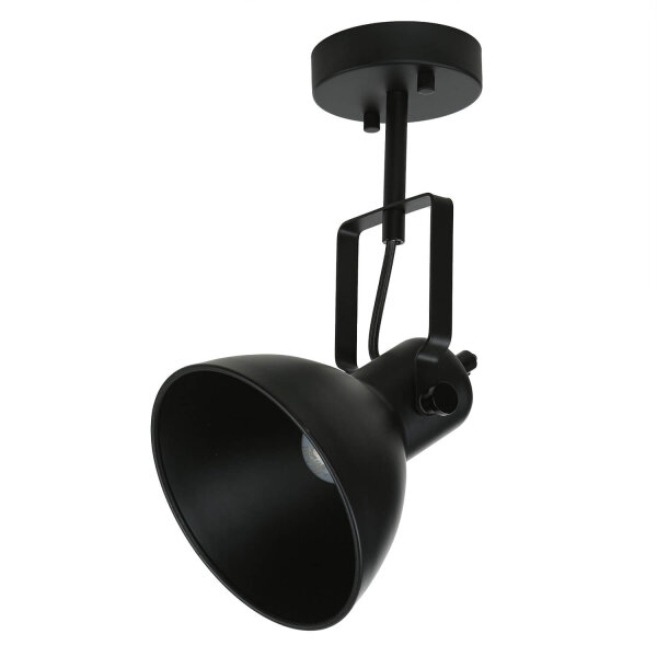 Spot Lampe Schwarz Metall rund Retro DALLAS