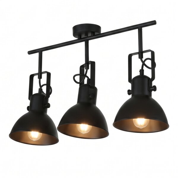 Deckenstrahler Schwarz Metall E14 Retro Wohnzimmer