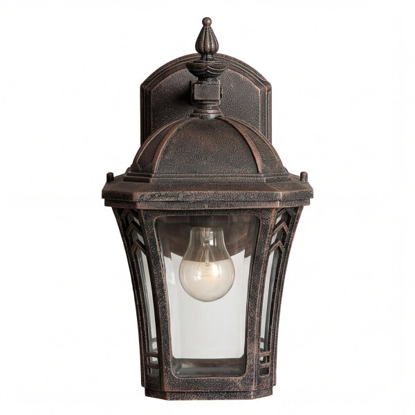 Außenwandlampe Aluminium Glas Braun IP44 H:26,5 cm E27