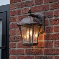 Außenwandlampe Aluminium Glas Braun IP44 H:26,5 cm E27