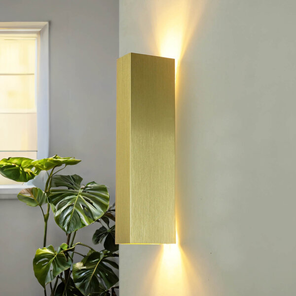 Wandleuchte innen 2-flammig Up Down in Gold GU10 Metall