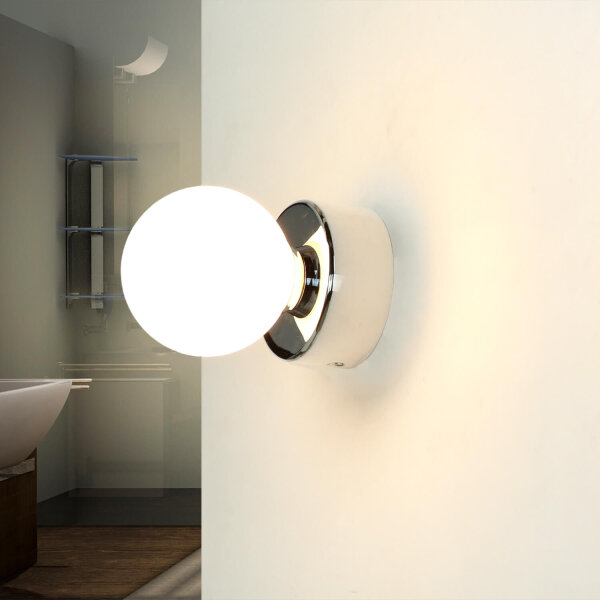 Wandlampe Bad IP44 rund in Chrom Ø7,5cm