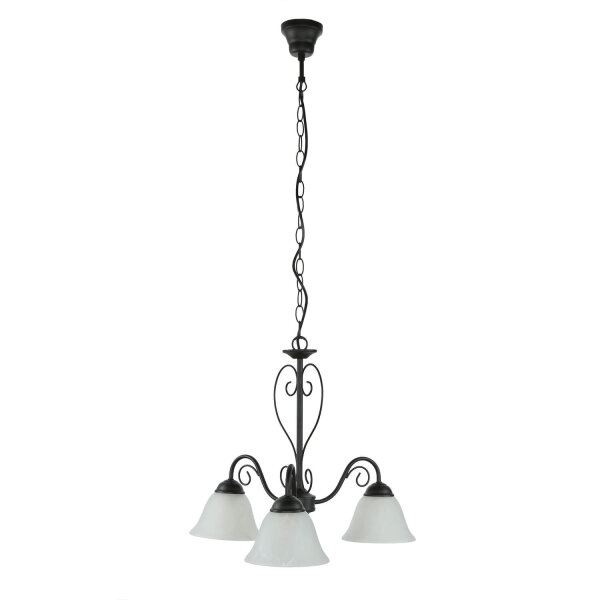 Suspension réglable en hauteur avec abat-jour en verre rustique blanc