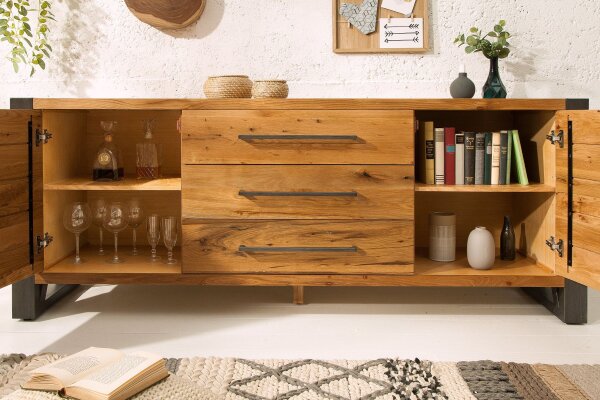 XXL Sideboard Wildeiche 200 cm breit Kufengestell Industrial