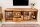 TV Lowboard Bois Verre Métal Rustique 160 cm Portes coulissantes