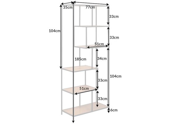 Regal Modern Holz Optik 77 x 185 cm asymmetrisch