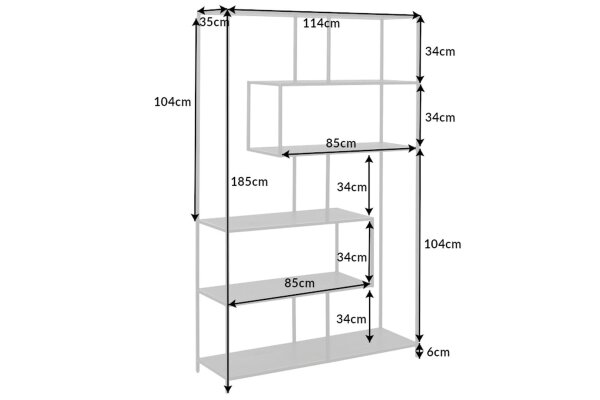 Standregal Schwarz 114 x 185 cm modernes Design VIVEN
