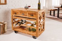 Armoire-bar à roulettes en manguier massif L : 86...