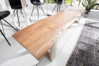 Banc 2m acacia métal piètement traîneau