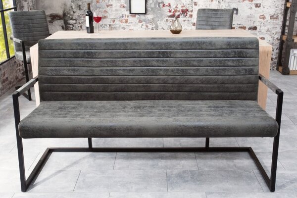 Sitzbank Microfaser Eisen 160 cm in Grau Schwarz