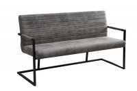 Banc Microfibre Fer 160 cm en Gris Noir