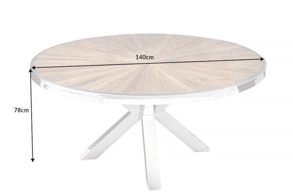 Esstisch 140x140 cm Teakholz Hartglas Edelstahl Braun Chrom