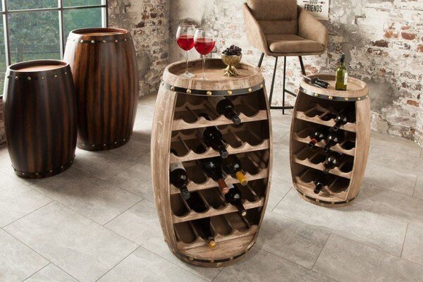 Weinschrank Weinfass Holz Pinie Handarbeit 55 cm