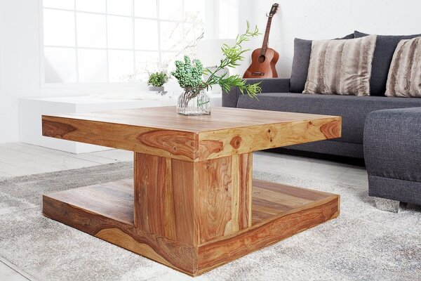 Table basse en bois de sheesham 80x60 cm en naturel