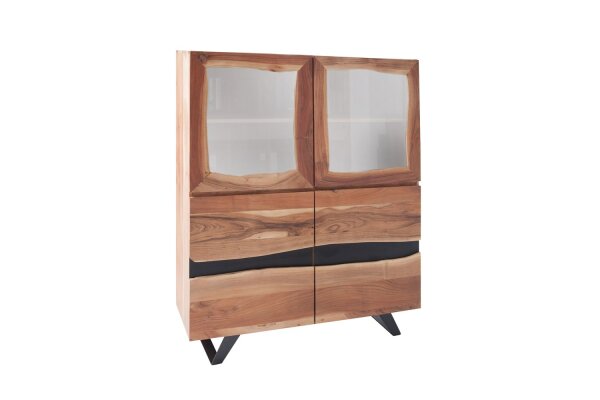 Sideboard Akazienholz Metall 20 cm in Natur Schwarz