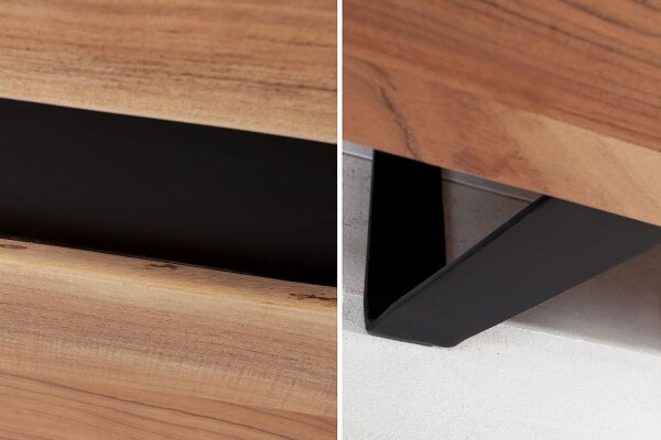 Sideboard Akazienholz Metall 118 cm in Natur Schwarz