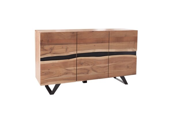 Sideboard Akazienholz Metall 118 cm in Natur Schwarz