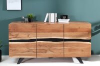 Buffet en bois dacacia métal 118 cm en noir naturel