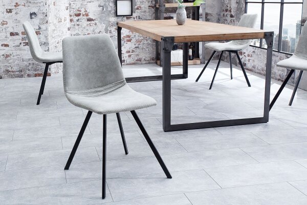 Chaise de salle à manger Microfibre métal 45 cm en gris pierre noir