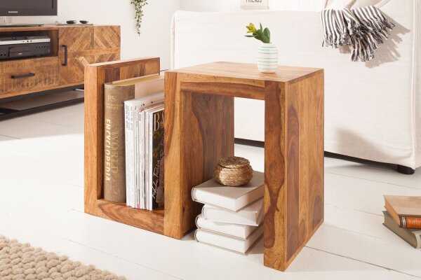 Table dappoint en bois de Sheesham fait main 45x30 cm en naturel