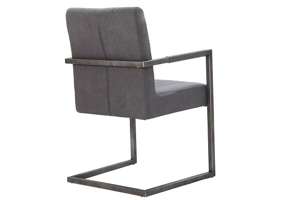 Chaise de salle à manger microfibre fer 55 cm en gris vintage noir