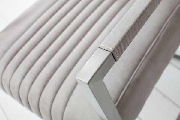 Chaise de salle à manger Microfibre Fer 49 cm en gris pierre