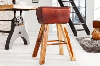 Tabouret de bar en cuir véritable massif 40 cm en...