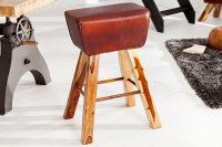 Tabouret de bar en cuir véritable massif 40 cm en...