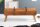 Banc cuir véritable bois massif 120 cm en brun naturel