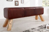 Banquette en cuir véritable massif 100 cm en brun...