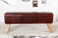Banquette en cuir véritable massif 100 cm en brun...