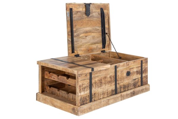 Table basse Mango bois métal fait main 100x50 cm en naturel