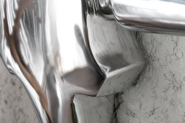 Sculpture murale tête de taureau 100 cm en argent